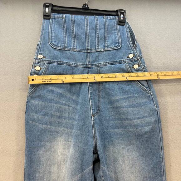 Misslook Bib Overalls Women's Size M Blue Distressed Adjustable Western Normcore - Picture 8 of 16